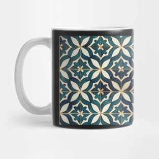 Moroccan Tile Pattern Teal and White Mug